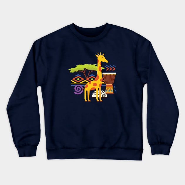 African Animal Lodge Crewneck Sweatshirt by SarahLouiseNicholson